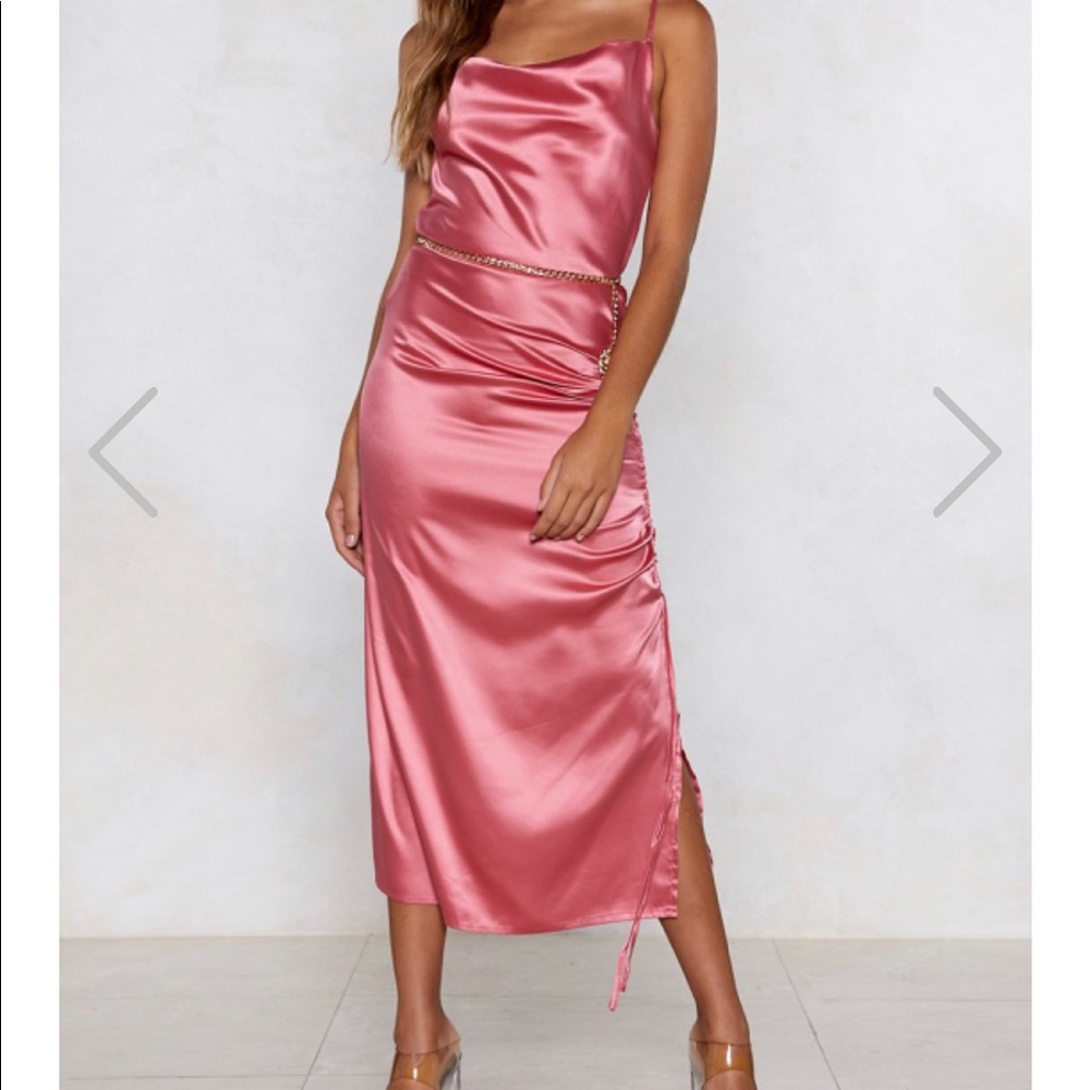 Pink satin dress